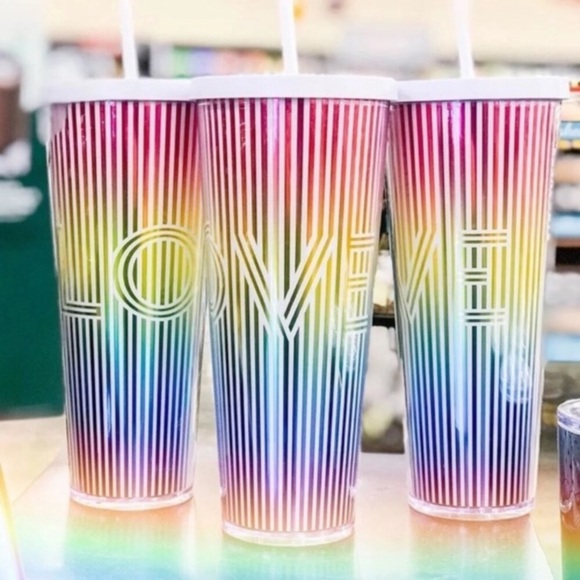 Starbucks Tumbler Rainbow Pride LGBTQ Love Cold Cup Ombre Venti Straw SB New